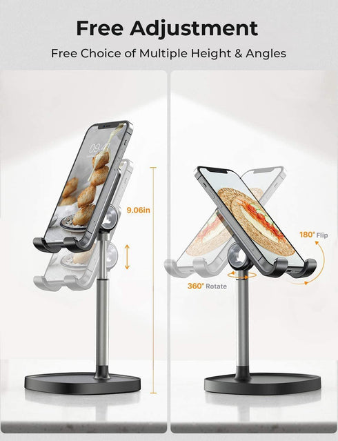 LISEN Adjustable Cell Phone Stand for Desk, Home Office Accessories for iPhone and Tablets 4-10in
