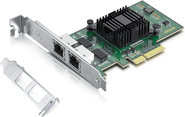 Gigabit Dual NIC with Intel 82576 Chip, 1Gb Network Card, 2 RJ45 Ports, PCI Express 2.0 X4 for Windows/Linux