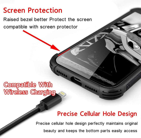 ZHEGAILIAN Victorian Gothic Lace Skull Case for iPhone 13 Pro Max, Tempered Glass Back + Soft Silicone TPU Protection