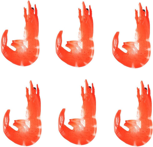 6 Pcs Artificial Cooked Shrimp Simulated Red Shrimp Fake Food Model Fake