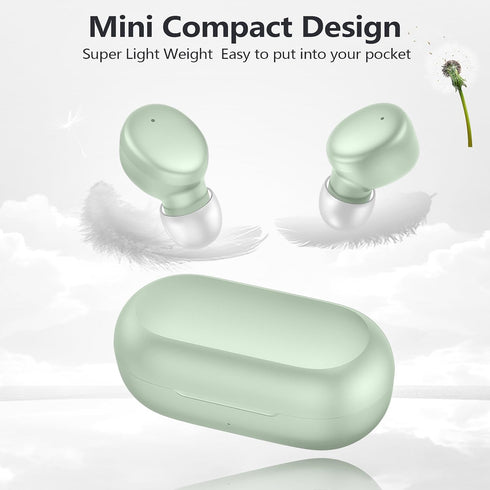 MOZOTER S8 Mini Wireless Earbuds Bluetooth 5.3, 60Hrs Playtime with Charging Case, Premium Sound for Sport, Green