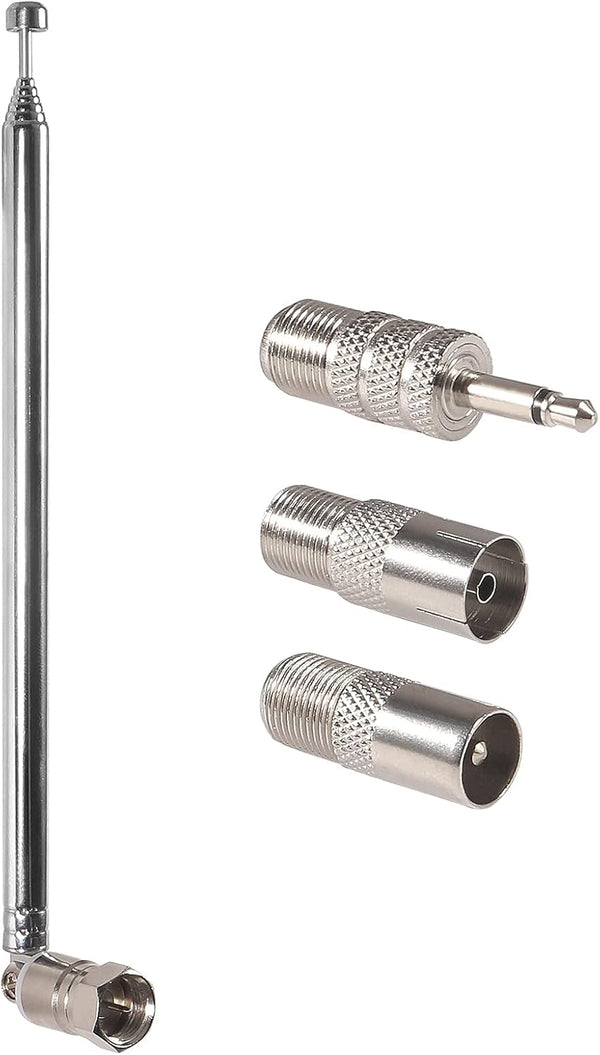 AEDIKO FM Telescopic Antenna 75 Ohm FM Antenna F-Type Male Plug with 3pcs