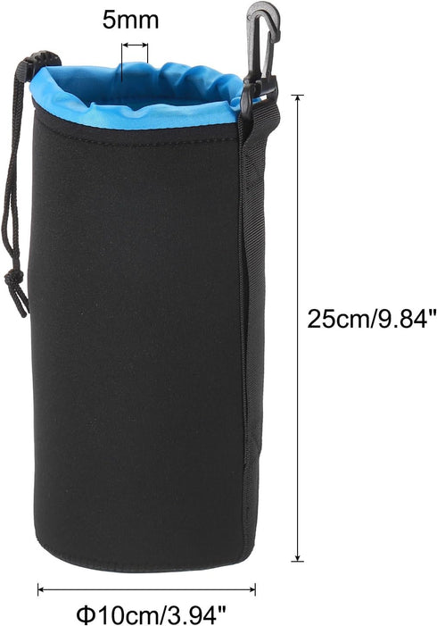 PATIKIL Camera Lens Bag, 3.9" IDx9.8 H Drawstring Lens Pouch with Thick Protective Neoprene, Lens Case for DSLR Camera Lens, Water Coffee Cups, Black, Blue