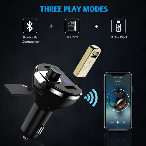 Criacr Aux Bluetooth Adapter for Car - Hands-Free Call Dual Ports Charger, FM Radio Transmitter Receiver, Mp3 Audio