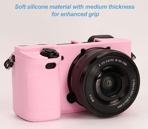 Pocoukate Case for Sony Alpha A6400, A6300, A6100, Soft Silicone Protective Cover Skin with Screen Protector