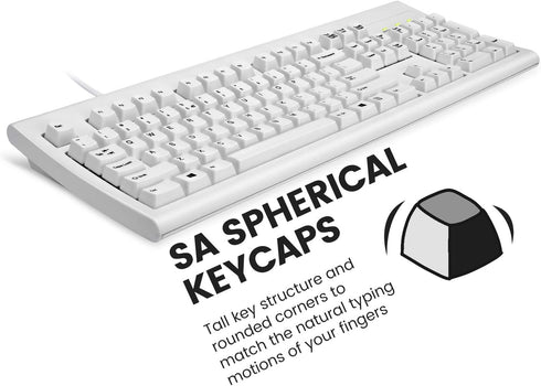 Perixx PERIBOARD-106 US W Wired Performance Keyboard - Full Size 17.9"x6.6"x1.7" - 20 Million Key Press Life - White