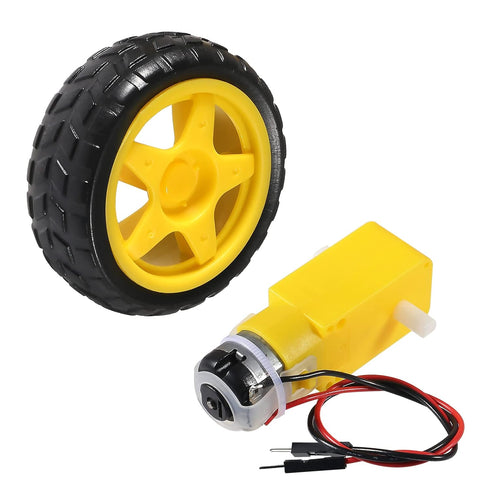 DIANN 2 Sets DC Gearbox Motor TT Motor 200RPM Tire Wheel DC 3-6V 1:48 with 1Pc L298N Motor Drive Controller