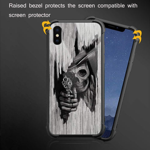 CARLOCA iPhone XR Case - Western Cowboy Skull Graphic Design, Shockproof Anti-Scratch Hard Back Case for Apple iPhone