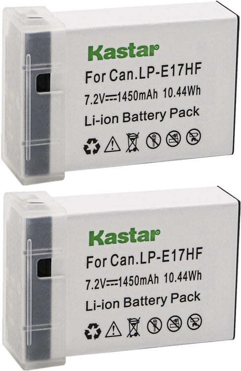 Kastar 2-Pack LP-E17HF Battery Replacement for Canon KISS X8i, EOS Rebel T6i, T7i, and More