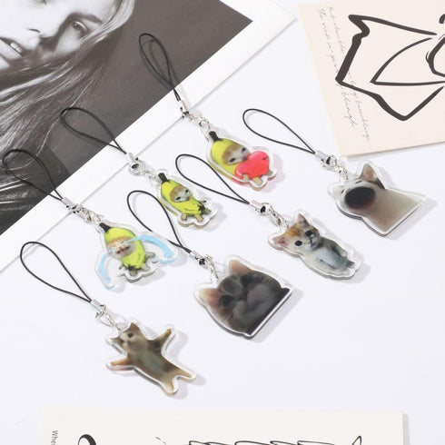 7 Pieces Cat Phone Charm Keychain, Cute Kawaii Aesthetic Phone Charms Strap