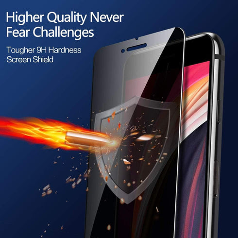 3-Pack Privacy Screen Protector for iPhone SE 2020, Anti Spy Tempered Glass Film, Touch Sensitive, Case Friendly