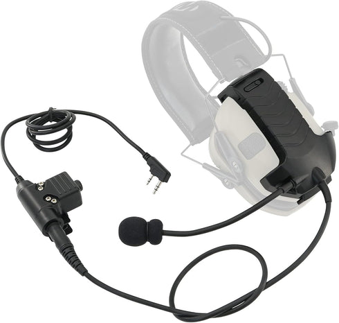 Microphone & PTT for Walker's Razor Noise Cancelling Headphones, Airsoft (Black)