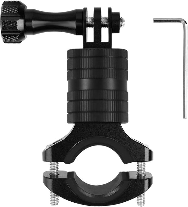 Aluminum Bike/Motorcycle Handlebar Mount for GoPro, AKASO, and Other Action Cameras, 360 Degrees Rotary Mount
