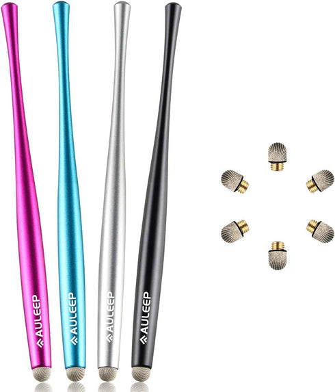 AULEEP Capacitive Stylus Pens for Touch Screen, 4 Pack, 6 Nanofiber Tips Compatible for Phones, Tablets, iPads