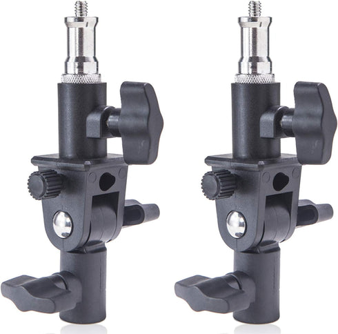 WELLMAKING 2PCS U Shape Tilt Adapter, Swivel Mount Umbrella Holder Light Stand with Standard 1/4 to 3/8 inch Screw