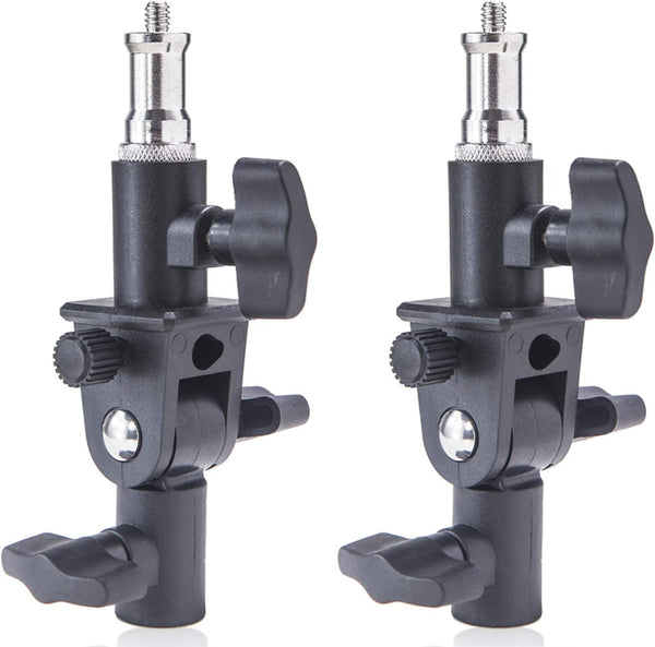 WELLMAKING 2PCS U Shape Tilt Adapter, Swivel Mount Umbrella Holder Light Stand with Standard 1/4 to 3/8 inch Screw