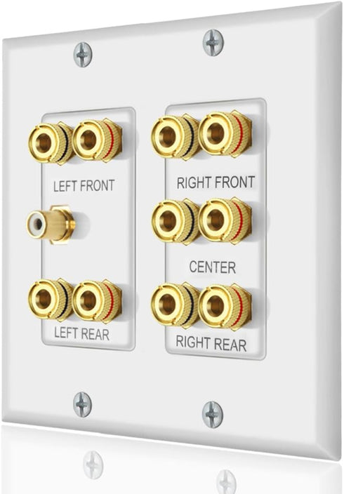 ICESPRING Home Theater 5.1 Surround Sound Distribution Wall Plate 10 Banana Binding Post