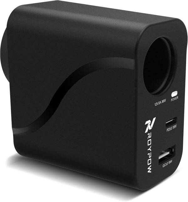 RoyPow AC to DC Converter, 110V/120V to 12V, 36W USB C Charger with 3-Ports Wall Charger for iPhone, iPad