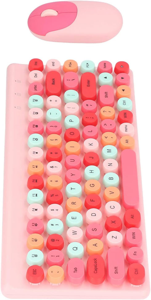 Keyboard Mouse Combos, 86 Keys Retro Typewriter Flexible Keyboard, 2.4G USB Mouse 1200DPI, Round Keycap Design