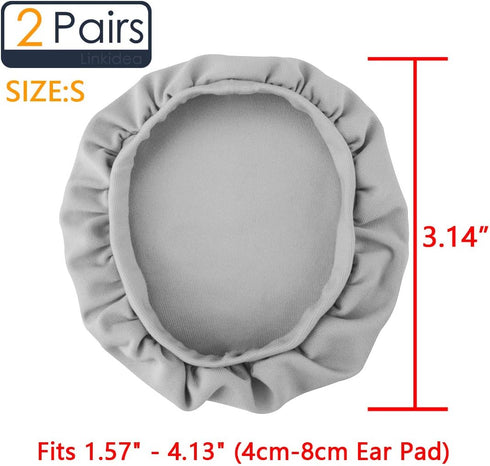 Linkidea Fabric Ear Covers, Washable, Sweatproof Protectors for Headphones, Ideal for Gym & Gaming, 2 Pairs (Size S,