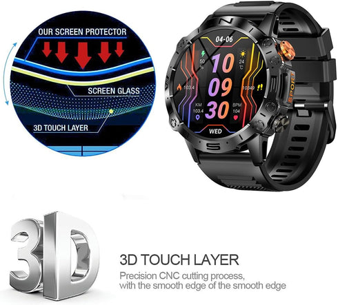 3 Pack Compatible with FOXBOX ST19 Smart Watch 1.43 inch Screen Protector, Tempered Glass for LIGE Smartwatch