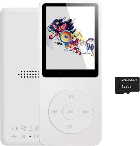 imkavery 128GB MP3 Player with Bluetooth 5.2, Portable White Music Player for Kids