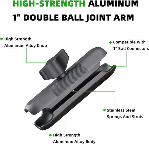 FANAUE Double Socket Arm Compatible with B Size 1" Ball Components for RAM Mounts (Medium Arm)
