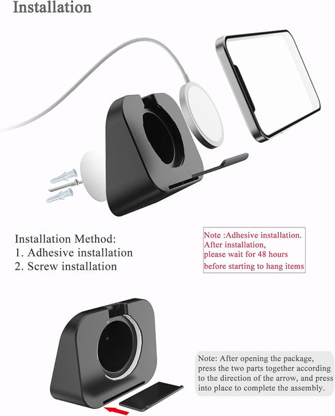 Phone Wall Mount for Magsafe Charger | Bedside Holder Compatible with Magsafe Accessories for iPhone 12/12 Pro/13 Pro
