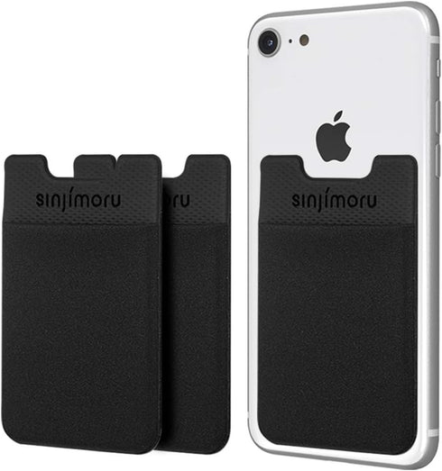 Sinjimoru Basic Cell Phone Wallet Stick on, Card Holder for Back of Phone, Adhesive Stretchy iPhone Wallet, Sinji Pouch