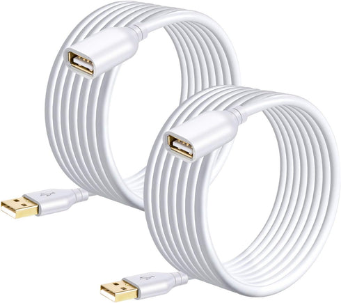 Costyle USB Extension Cable White 15ft, 2 Pack USB 2.0 Extender Cable