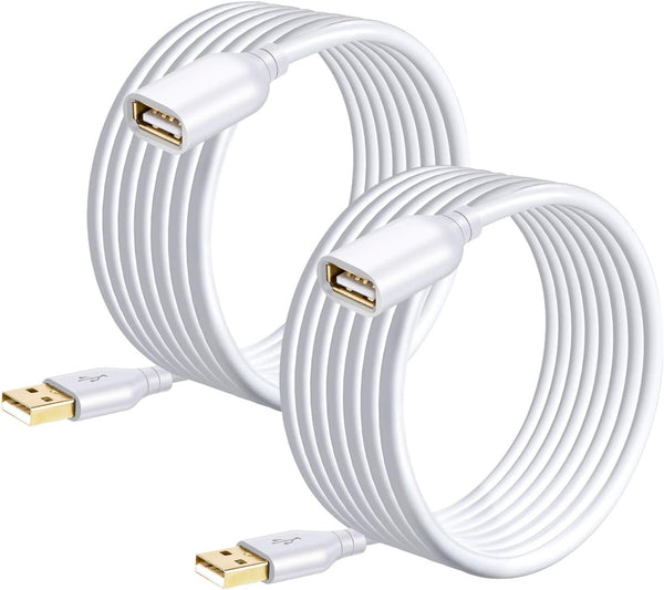 Costyle USB Extension Cable White 15ft, 2 Pack USB 2.0 Extender Cable