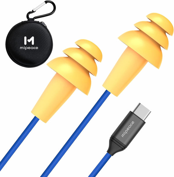 MIPEACE USB Type C Ear Plug Headphones for Work - Industrial Safety Earbuds for Construction (Blue)