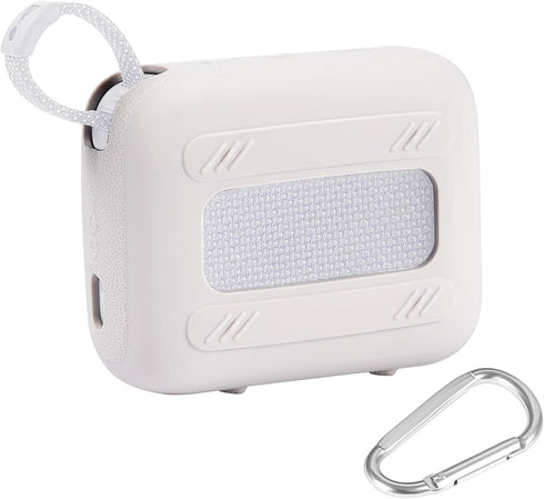 Silicone Cover Case for JBL Go 4 Waterproof Bluetooth Speaker, Portable Travel Case with Carabiner - Grey