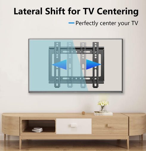 TV Wall Mount Brackets, Low Profile Fixed for 14 to 43 Inch LED, LCD TVs, Universal Mount Fits 8" Wood Studs