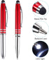 PATIKIL 2 Pack Ballpoint Pen with Stylus Tip and LED Flashlight, 3 in 1 Metal Pen Black Ink 1.0mm Medium Point