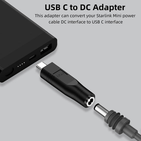 Jadebones 2 Pack 20V/65W+ USB C Male to DC Female Power Cable Adapter for Starlink Mini, Work with Type-C PD Source