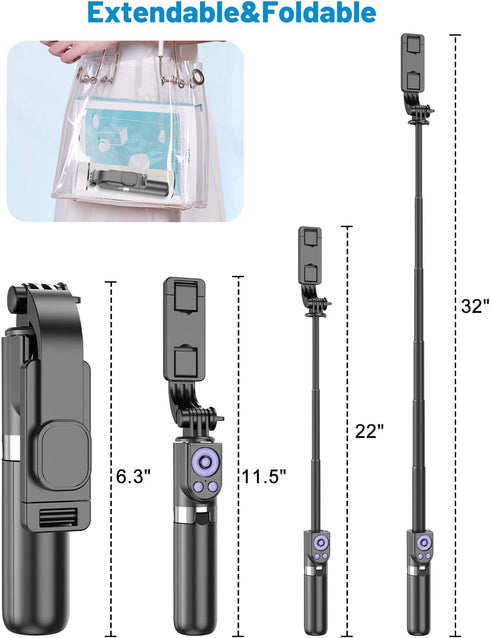 Yeaki 32 Selfie Stick Tripod with Detachable Wireless Remote, Extendable Tripod for iPhone Compatible with Android
