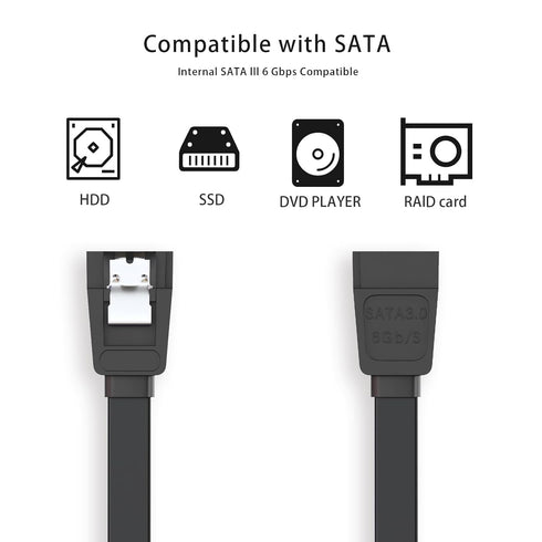 Mbiydeg Data,3 6Gbps 15 Inch SATA Cable III for SSD HDD PCS Straight Angle Sata Data Cable Compatible for SATA Hard