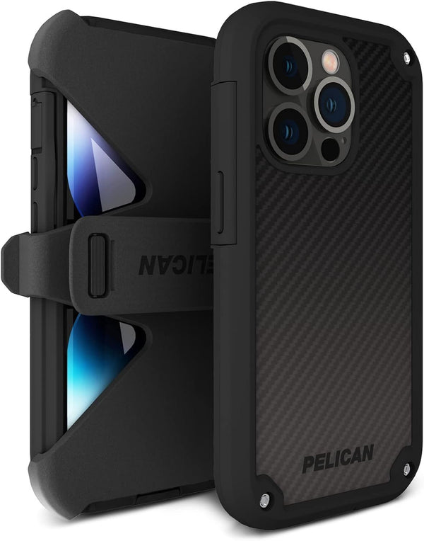 Pelican Shield Series iPhone 13 Pro Case 6.1", Protective Phone Case with Belt Clip Holster - Black