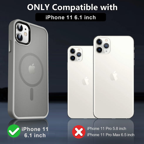 MOCCA Strong Magnetic Case for iPhone 11, Compatible with MagSafe, Slim Thin Shockproof Cover, Titanium Gray
