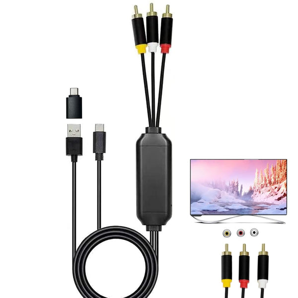 USB C to RCA Cable Adapter, 6Ft Wired Type-C to RCA Screen