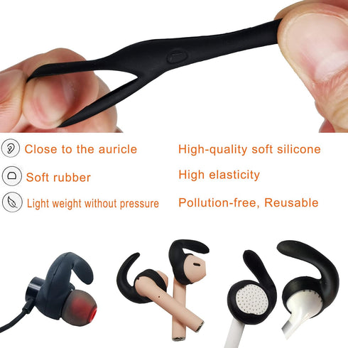 Vezukv (2Black-M) Earbuds Replacement Tips Soft Silicone Earbud Locks Sport Grips Earphones Stabilizer Fins Wings Tips