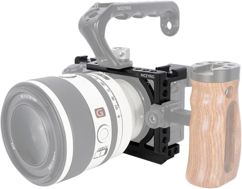NICEYRIG Cage for Sony Alpha A6700 Mirrorless Camera with QD Hole, NATO Rails & Cold Shoe Mounts