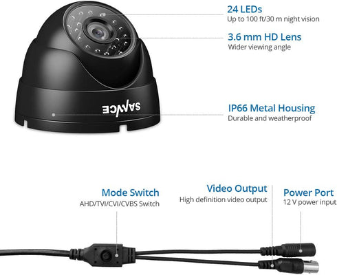 SANNCE 1080p CCTV Security Camera, Dome Surveillance Camera with 100ft Night Vision, IP66 Waterproof for DVR