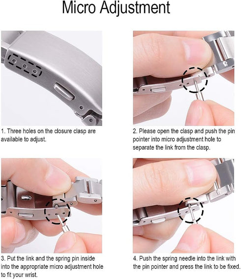 baozai Compatible with Apple Watch Series 10 Band, Premium Stainless Steel iWatch Band for All Series 42mm 41mm 40mm