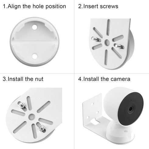 2Pack Adhesive Metal Wall Mount for Google Nest Indoor 2nd Generation Security Cam Wired, No Drilling VHB Stick On or