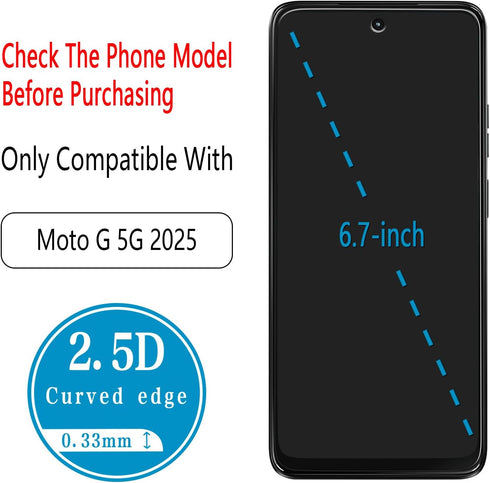 2 Pack 5G (2025) Designed for Motorola Moto G Tempered Glass Screen Protector, Anti Scratch, Bubble Free
