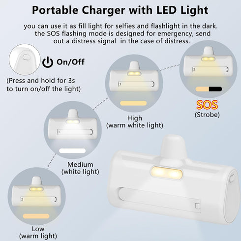 LUCKYDUO iPhone,5000mAh Pack 14/13/12/11/XR/SE/8/7 Mini Portable Charger for Ultra Compact Small Power Bank Built