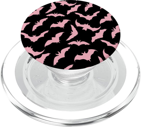 Retro Spooky Creepy Witch Bats PopSockets PopGrip for MagSafe, Gothic Goth Black Pink