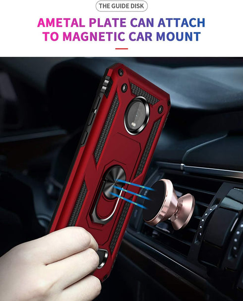 Military Grade Drop Impact Case for Motorola Moto Z4, Z4 Play with 360 Metal Rotating Ring Kickstand (Rose Gold)